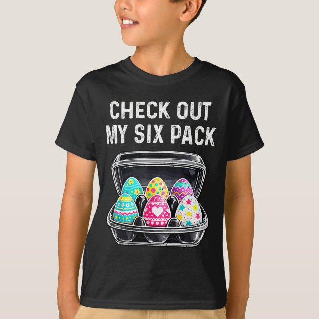 Check Out My Six Pack Funny Easter Egg Abs Workout T-Shirt (Front)