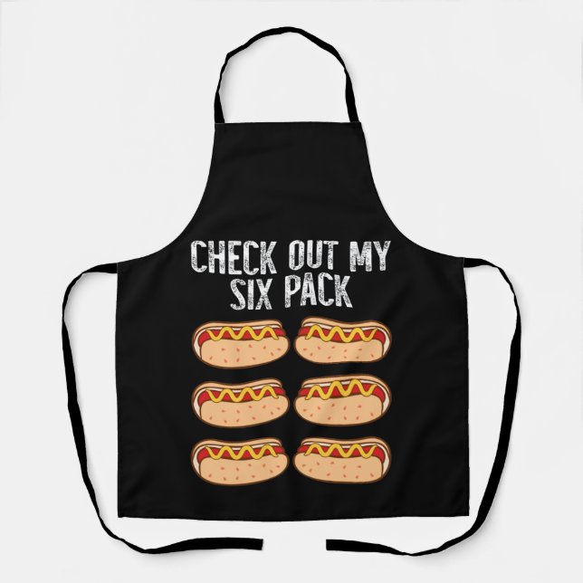 Check Out My Six Pack Funny Hot Dog Gym Lover Apron (Front)