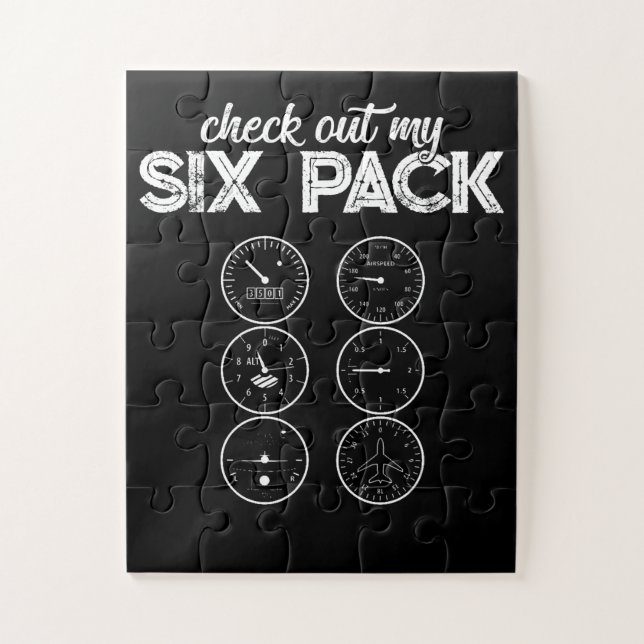 Check Out My Six Pack Pilot Aviation Funny Gym Fit Jigsaw Puzzle (Vertical)
