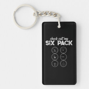 Check Out My Six Pack Pilot Aviation Funny Gym Fit Keychain