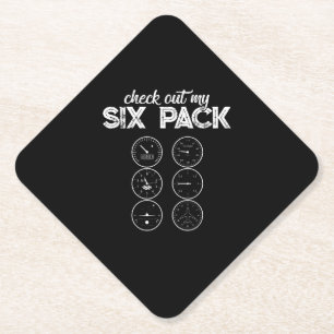Check Out My Six Pack Pilot Aviation Funny Gym Fit Paper Coaster