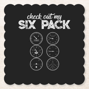 Check Out My Six Pack Pilot Aviation Funny Gym Fit Paper Coaster
