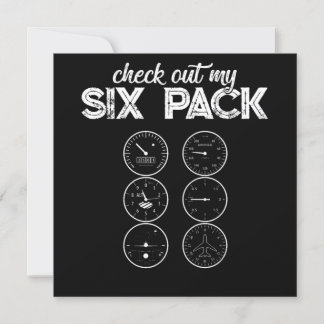 Check Out My Six Pack Pilot Aviation Funny Gym Invitation