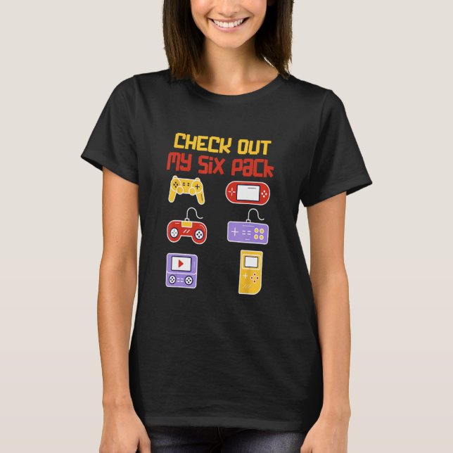 Check Out My Six Pack  Pixel Video Game for Gamers T-Shirt (Front)