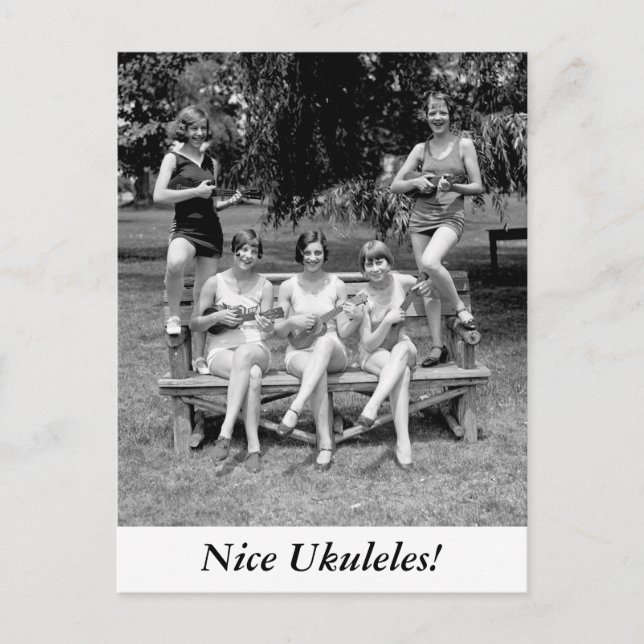 Check Out Those Ukuleles! - 1920s Postcard (Front)