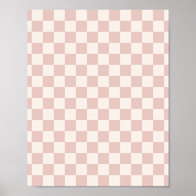 Check Pale Beige Checkered Pattern Checkerboard Poster (Front)