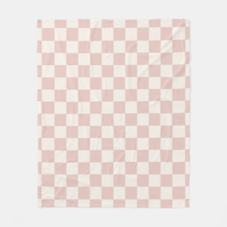 Check Pale Beige Chequered Pattern Chequerboard Fleece Blanket