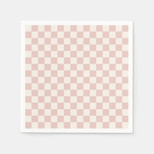 Check Pale Beige Chequered Pattern Chequerboard Napkin