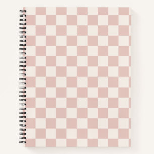 Check Pale Beige Chequered Pattern Chequerboard Notebook