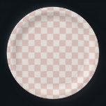 Check Pale Beige Chequered Pattern Chequerboard Paper Plate<br><div class="desc">Chequered Pattern – cream white and pale beige chequerboard.</div>