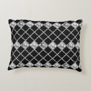 check pattern black white decorative pillow