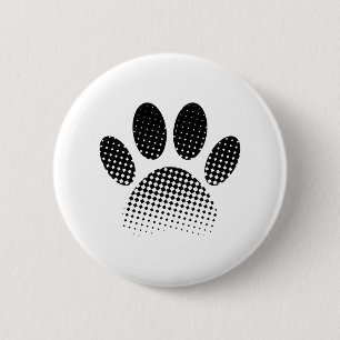 Check Pattern Halftone Dog Paw Print 2 Inch Round Button