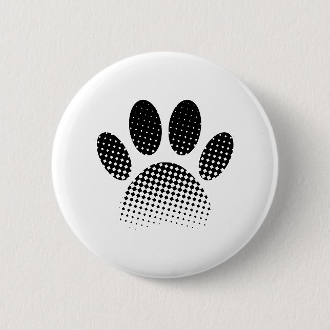 Check Pattern Halftone Dog Paw Print 2 Inch Round Button (Front)