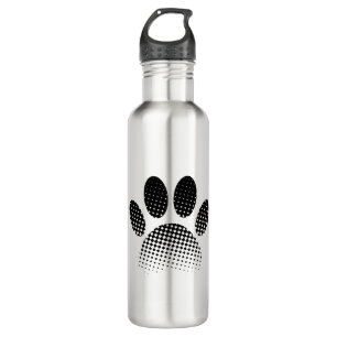 Check Pattern Halftone Dog Paw Print 710 Ml Water Bottle