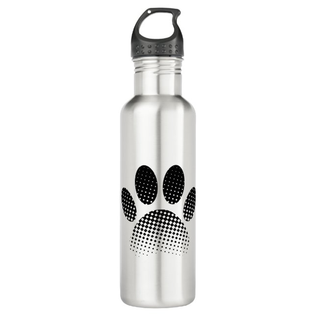 Check Pattern Halftone Dog Paw Print 710 Ml Water Bottle (Front)