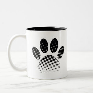 Check Pattern Halftone Dog Paw Print Two-Tone Coffee Mug