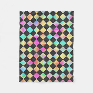 Check Pattern In Bright 80s Colours Fleece Blanket
