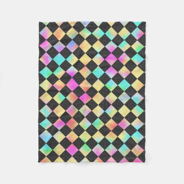Check Pattern In Bright 80s Colours Fleece Blanket (Front)