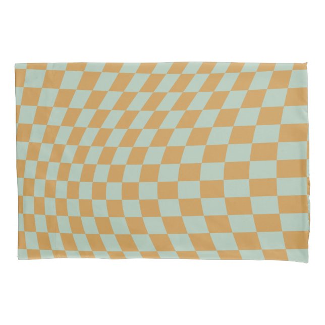 Check Pattern Mint Wavy Chequerboard Chequered Pillowcase (Front)