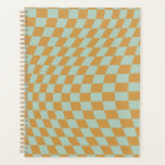 Check Pattern Mint Wavy Chequerboard Chequered Planner<br><div class="desc">Chequered pattern – twisted check in mint green and mustard / wavy and warped chequerboard.</div>