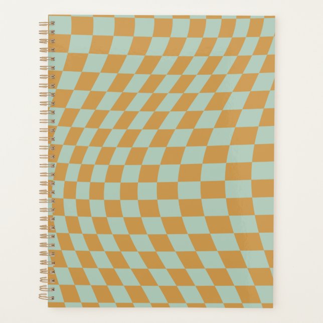 Check Pattern Mint Wavy Chequerboard Chequered Planner (Front)