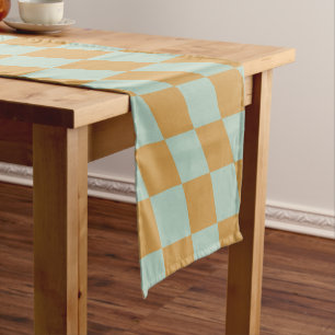 Check Pattern Mint Wavy Chequerboard Chequered Short Table Runner