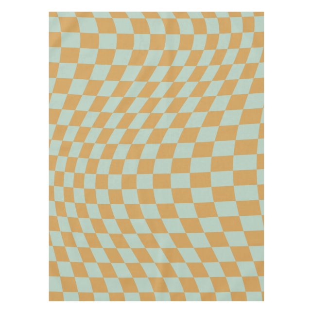 Check Pattern Mint Wavy Chequerboard Chequered Tablecloth (Front)