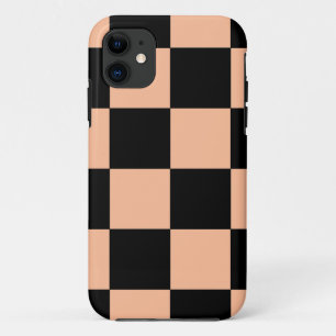 Check Pattern Peach and Black iPhone 11 Case
