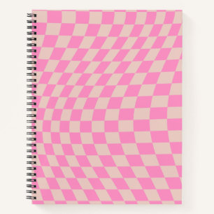 Check Pattern Peach And Pink Preppy Chequerboard Notebook