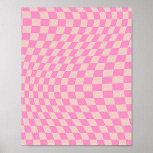 Check Pattern Peach And Pink Preppy Chequerboard Poster