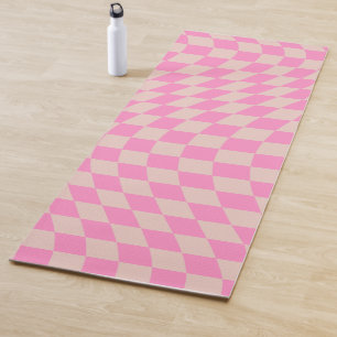 Check Pattern Peach And Pink Preppy Chequerboard Yoga Mat