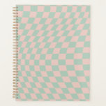 Check Pattern Sage Green And Beige Chequerboard Planner<br><div class="desc">Retro Chequered pattern – sage green and beige twisted check / wavy and warped chequerboard.</div>