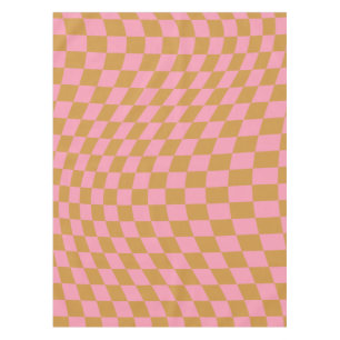 Check Pink Mustard Checkered Pattern Checkerboard Tablecloth