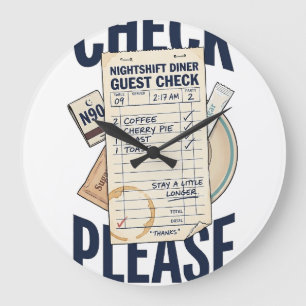 Check Please Retro Diner Wall Clock