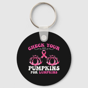 Check Pumpkins Breast Cancer Awareness Women Keychain
