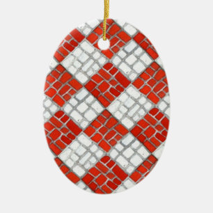 CHECK ROUGE MOSAIC Céramique Oval Ornement