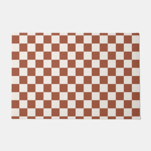 Check Rust Chequered Terracotta Chequerboard Doormat