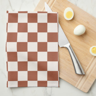 Check Rust Chequered Terracotta Chequerboard Kitchen Towel