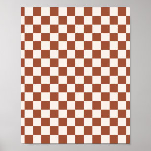 Check Rust Chequered Terracotta Chequerboard Poster