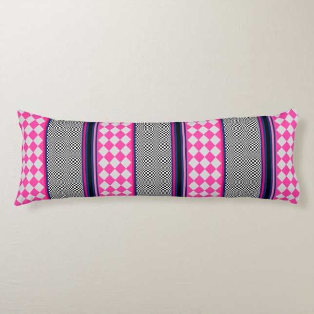 Check Stripes Harlequin Mixed Pattern Design Body Pillow (Front)