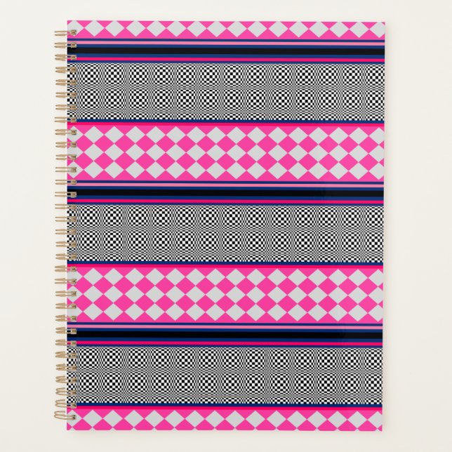 Check Stripes Harlequin Mixed Pattern Design Planner (Front)