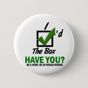 Check The Box Be An Organ Donor 2 2 Inch Round Button