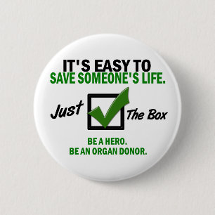 Check The Box Be An Organ Donor 5 2 Inch Round Button