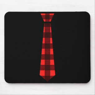 Check Tie Red Buffalo Plaid Christmas Funny Valent Mouse Pad