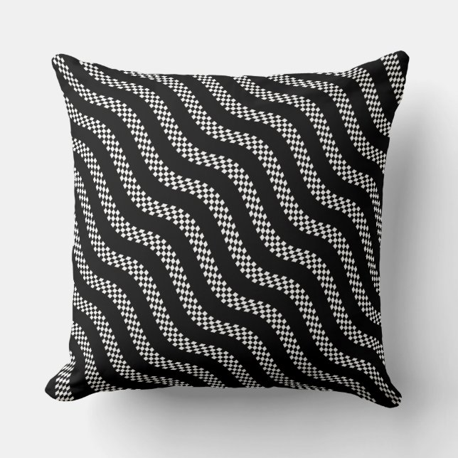 Check Waves Throw Pillow (Front)