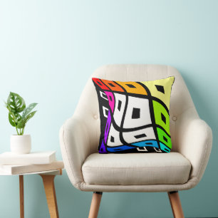 Check Wavy Brain Thinking - Rainbow Throw Pillow