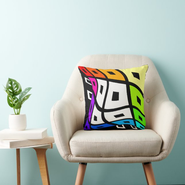 Check Wavy Brain Thinking - Rainbow Throw Pillow (Chair)