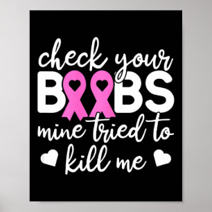 Check Your Boo Bees Breast Cancer Awareness Fight  Poster
