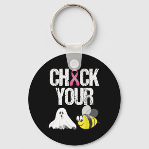 Check Your Boo Bees Fun Breast Cancer Halloween Gi Keychain