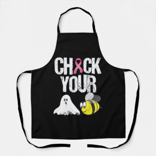 Check Your Boo Bees Funny Breast Cancer Halloween Apron